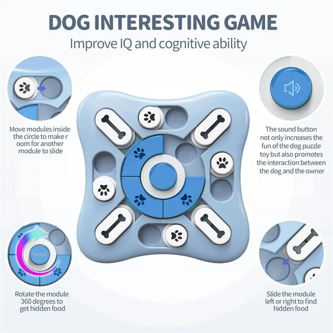 Dog interactive puzzle toys game designed to enhance IQ and mental stimulation for dogs.
