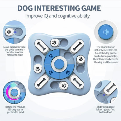 Dog interactive puzzle toys game designed to enhance IQ and mental stimulation for dogs.