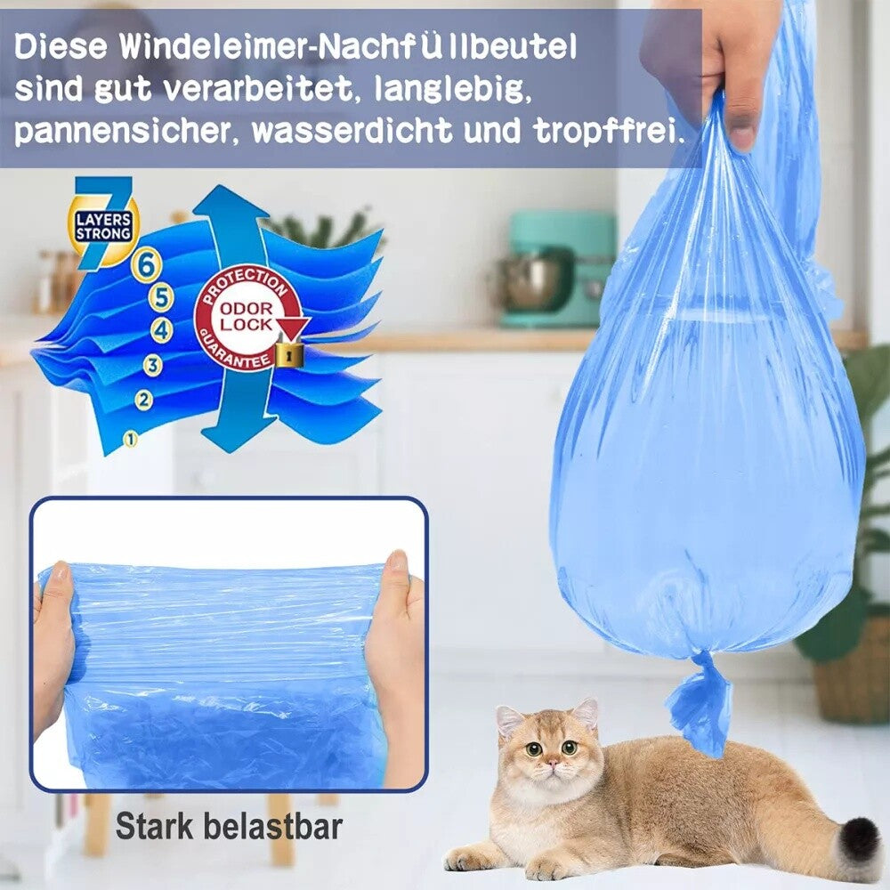 diaper bin refills for AngelCare and Tommee Tippee, strong and durable nappy bin refill bags in blue