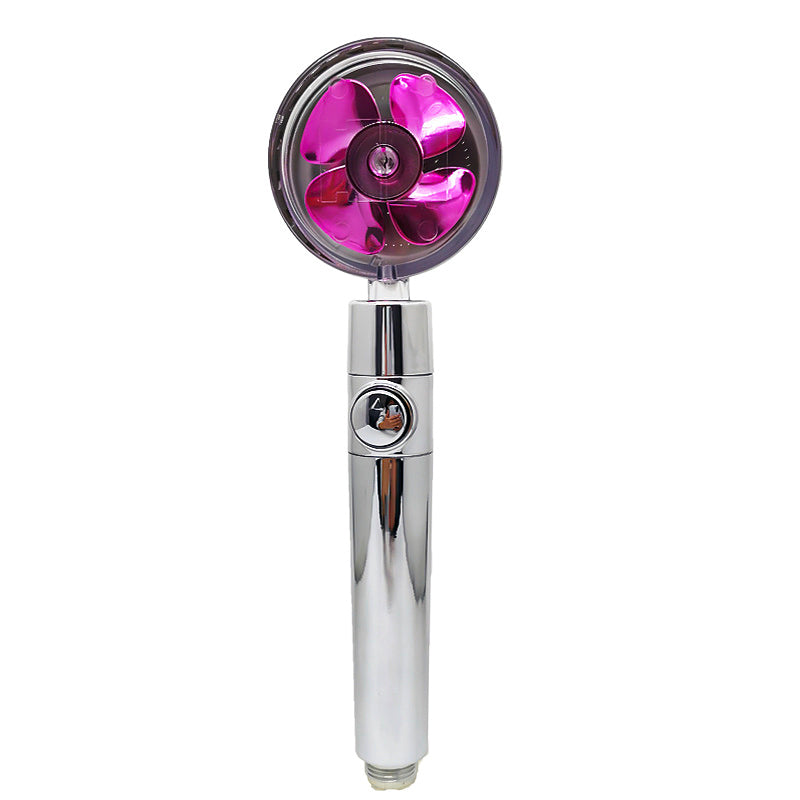 360° Rotating Shower Head in chrome finish with a pink flower design for a modern bathroom upgrade.