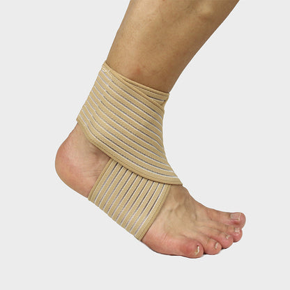 Ankle brace for running and sports, featuring a Velcro bandage design in skin color, ideal for protection during various activities.