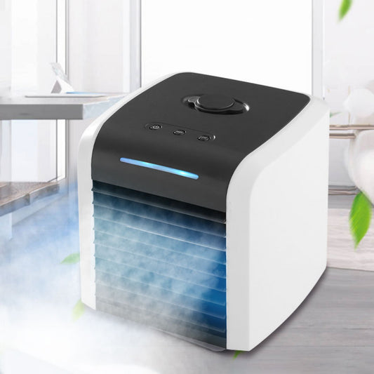 Portable air conditioner for office use, compact design producing cool air for personal workspaces.