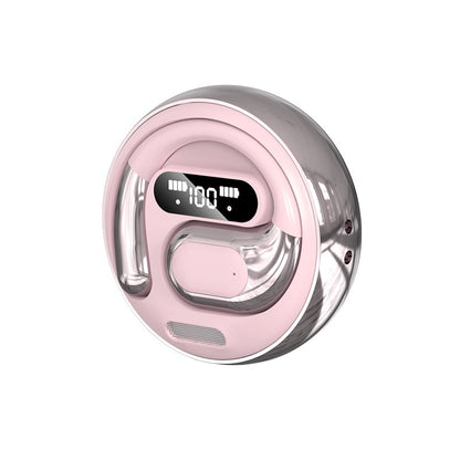 New Heavy-bass Mini5 Wireless Bluetooth Earbuds in stylish pink case, featuring noise cancellation and call functionality.