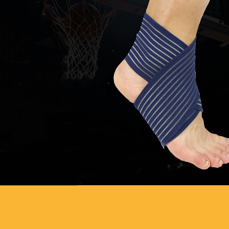 Ankle brace for running and sports in blue color with striped design, providing support during athletic activities.